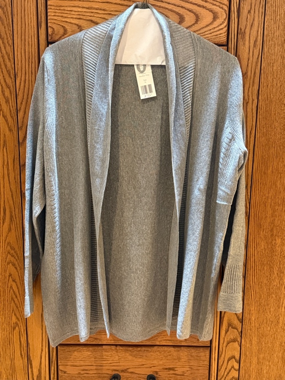 Gray Open-Front Women's Cardigan Sweater